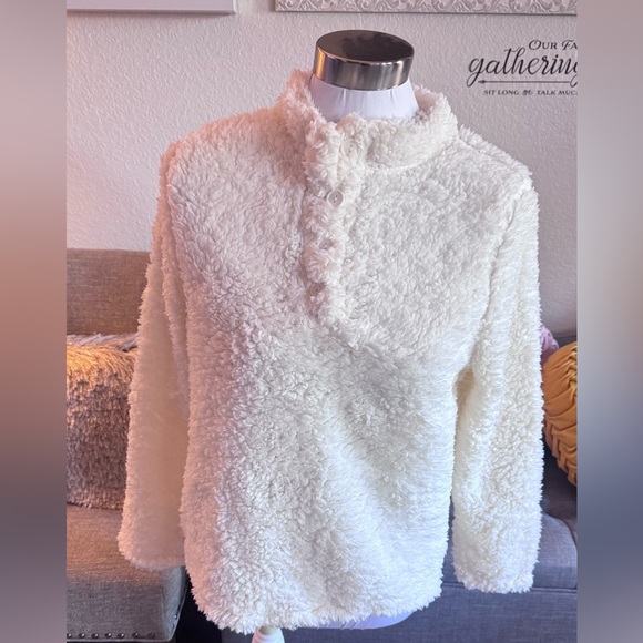 Purple Soft Fuzzy Pullover Sherpa Fleece Sweatshirt - Picture 5 of 5